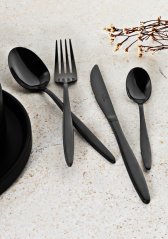 Set tacâmuri inox 24 buc negru lustruit
