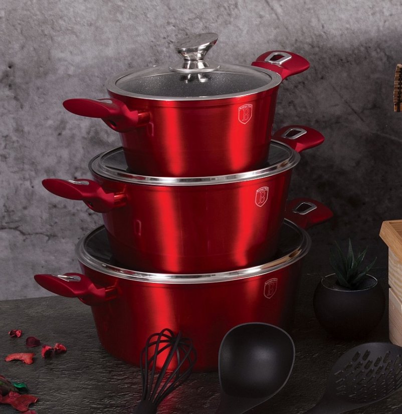 Kastrol s mramorovým povrchem a poklicí 20 cm Burgundy Metallic Line