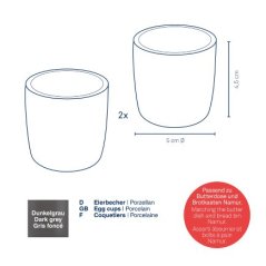 Kalíšek na vejce Bob porcelán tmavě šedá sada 2 ks 4,5cm 5,0cm Kalíšek na vejce Bob porcelán tmavě šedá sada 2 ks 4,5cm 5,0cm