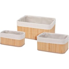 Set de 3 cosuri de depozitare pentru baie din bambus
