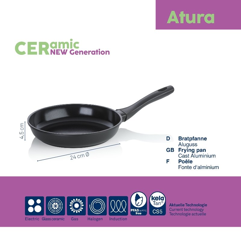 Pánev s keramickým povrchem 24 cm ATURA černá
