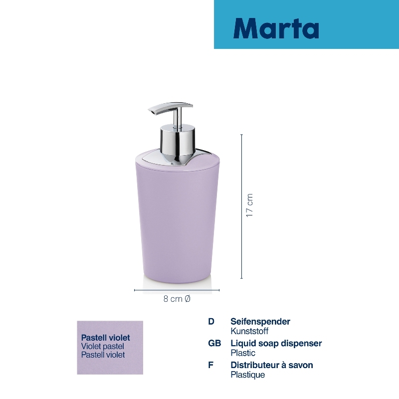 Dávkovač mýdla Marta plast,fialová 17x8 cm
