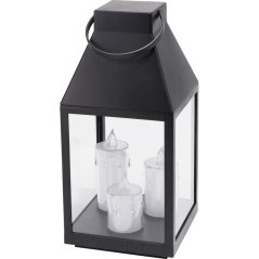 Lucerna černá s 3 LED svíčkami 35 cm Lucerna černá s 3 LED svíčkami 35 cm