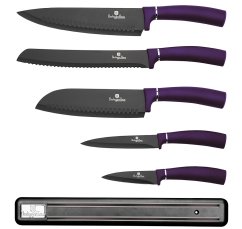 Sada nožů s magnetickým držákem 6 ks Purple Metallic Line