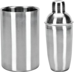 Set barman shaker inox + racitor pentru sticle