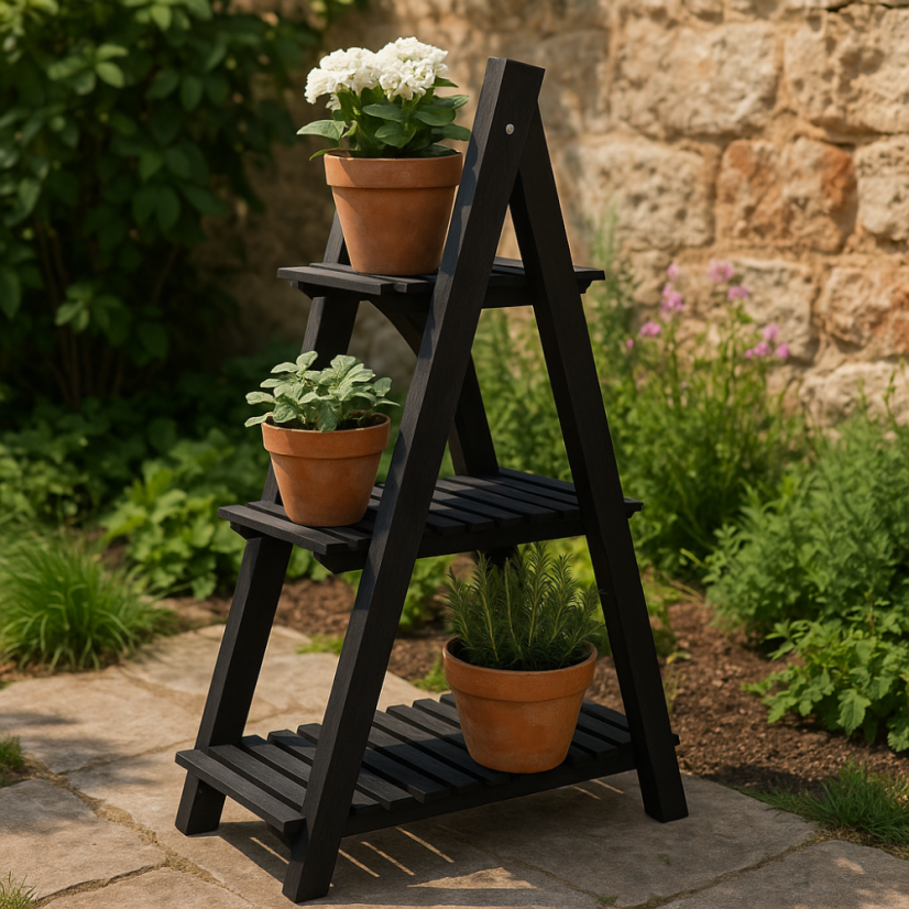 Drevený stojan na kvety 3 poschodia 84 cm