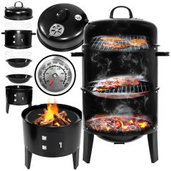 Barbacoa de jardín con ahumador 40 x 78 cm negro Barbacoa de jardín con ahumador 40 x 78 cm negro