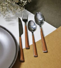 Sada příborů 16 ks dřevo / nerez