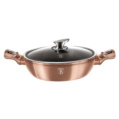 Pekáč kulatý s mramorovým povrchem a poklicí  28 cm Rosegold Metallic Line