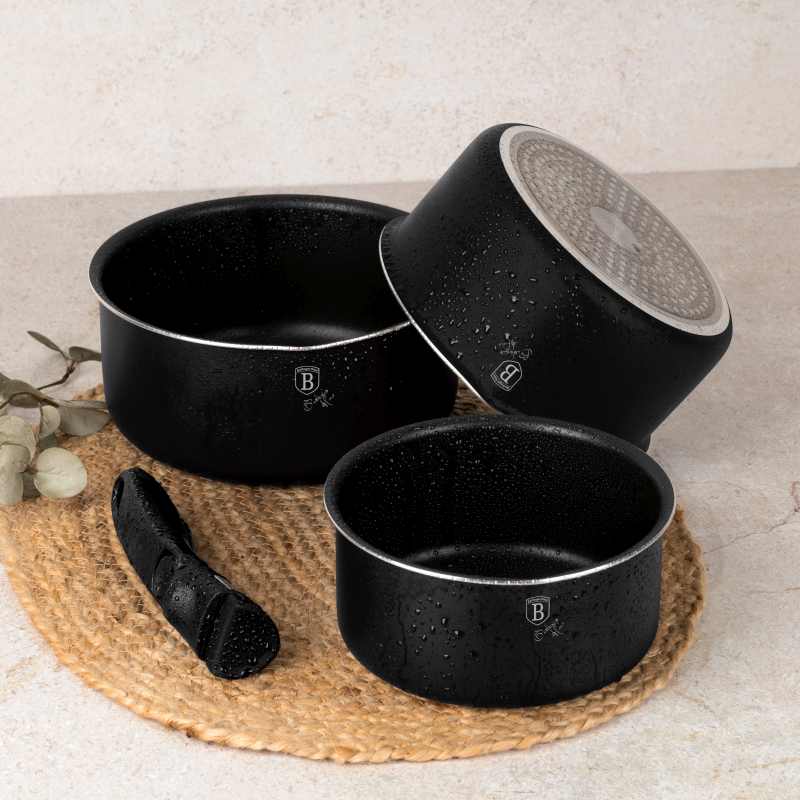Sada nádobí s titanovým povrchem 12 ks Matte Black Collection