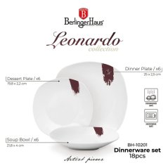 Set de farfurii de masă 18 buc Leonardo Collection alb-burgundy