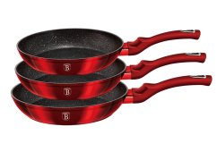 Sada pánví s mramorovým povrchem 3 ks Burgundy Metallic Line