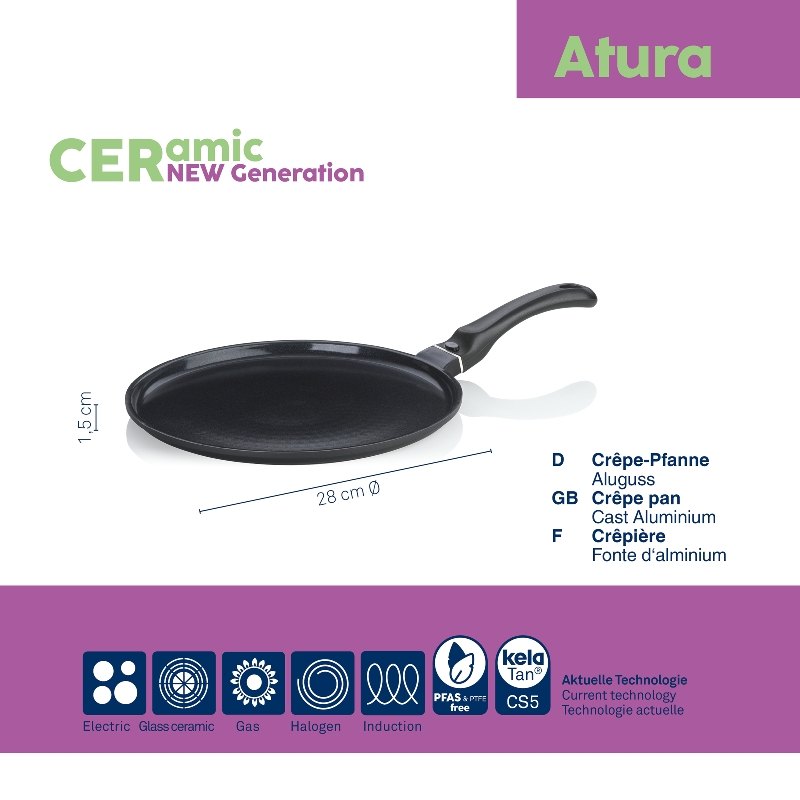 Pánev na palačinky s keramickým povrchem 28 cm ATURA