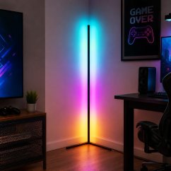 Lámpara LED de pie esquinera RGBW con sensor musical, 140 cm