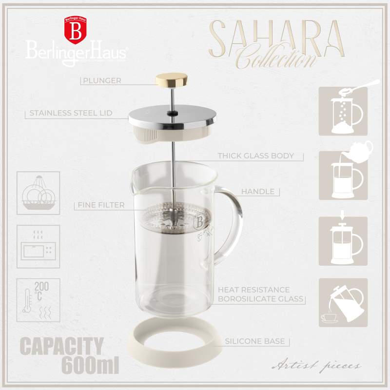 Kanvica na čaj a kávu French press 600 ml Sahara Collection