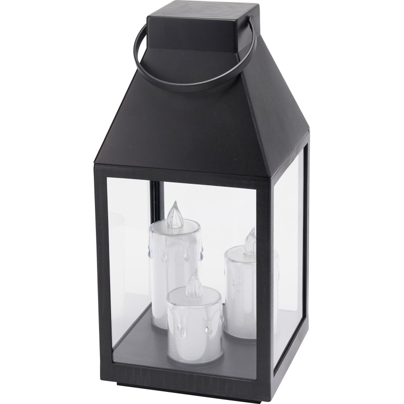 Čierny lampáš s 3 LED sviečkami 35 cm