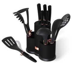 Sada nožů a kuchyňského náčiní ve stojanu 12 ks Black Rose Collection