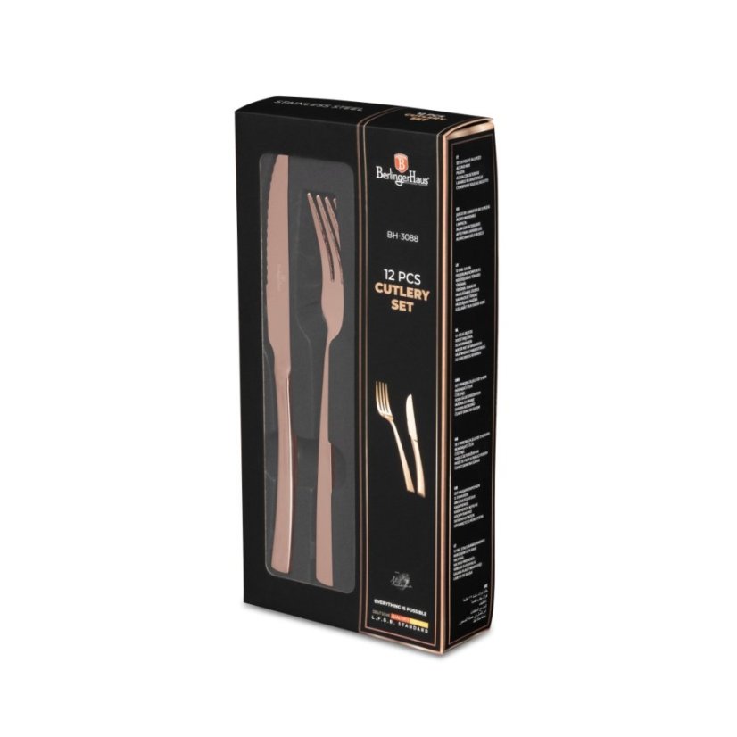 Sada příborů se steakovým nožem 12 ks nerez Rosegold Metallic Line