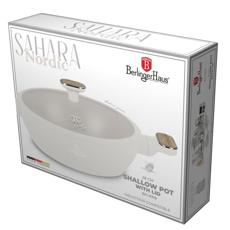 Hlboká panvica s titánovým povrchom a vekom 28 cm Sahara Nordic Collection