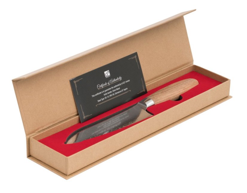 G21 Gourmet Damascus 17 cm, nôž Santoku, rukoväť zo zebrového dreva