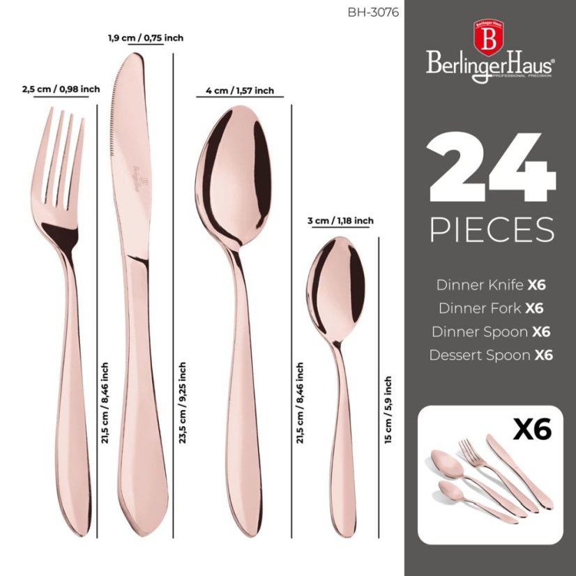 Sada příborů 24 ks Rosegold Metallic Line