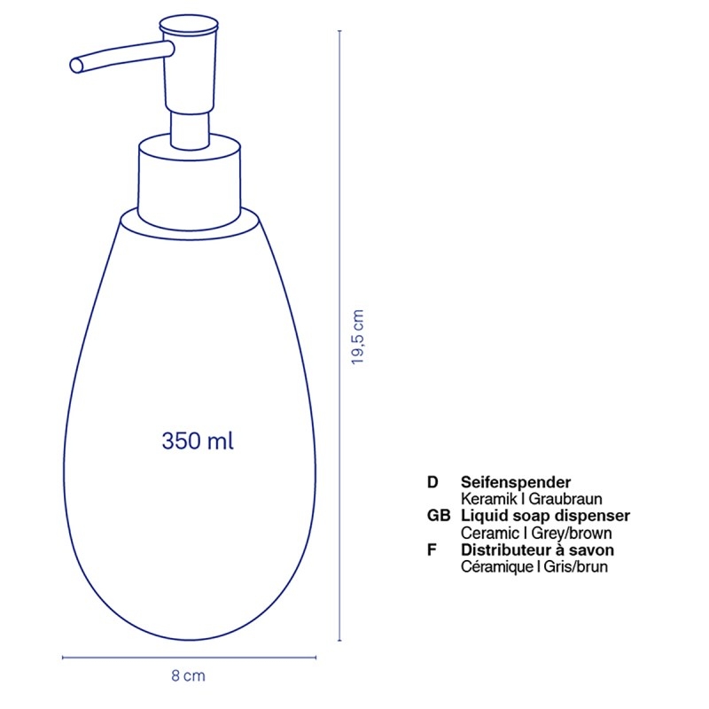 Dávkovač mýdla Dots keramika šedohnědá 350 ml
