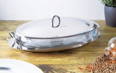 Servírovací mísa s tácem nerez / sklo 3 L Servírovací mísa s tácem nerez / sklo 3 L