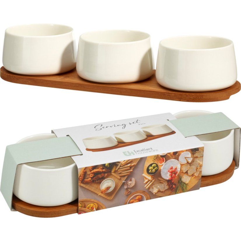 Set de boluri de porțelan 4 buc alb