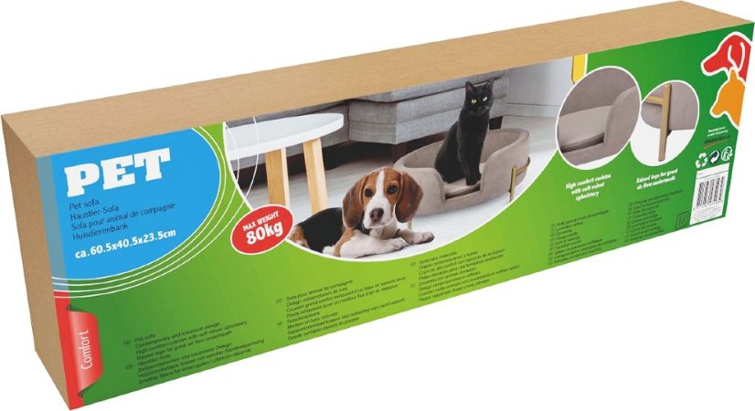Canapea din catifea pentru pisica si caine 60x40x23cm