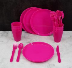 Pikniková sada riadu v boxe 31 ks ružová Pikniková sada riadu v boxe 31 ks ružová