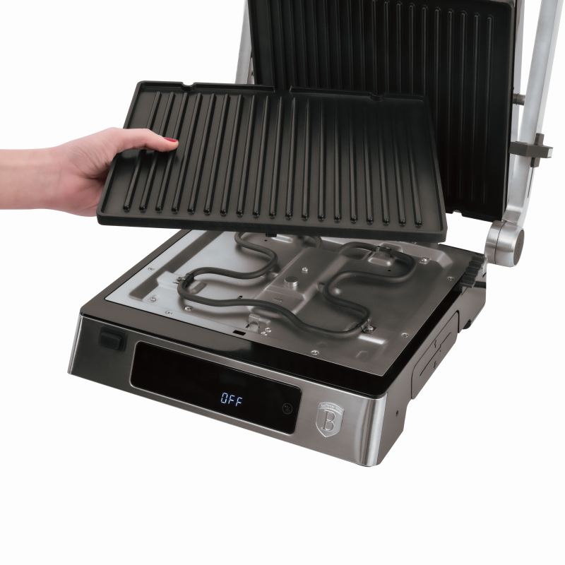 Kontaktní gril elektrický s nepřilnavým povrchem 2000 W Stainless Steel