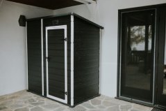 Casă de grădină Keter Essential 6 x 4 gri închis / alb, cu podea
