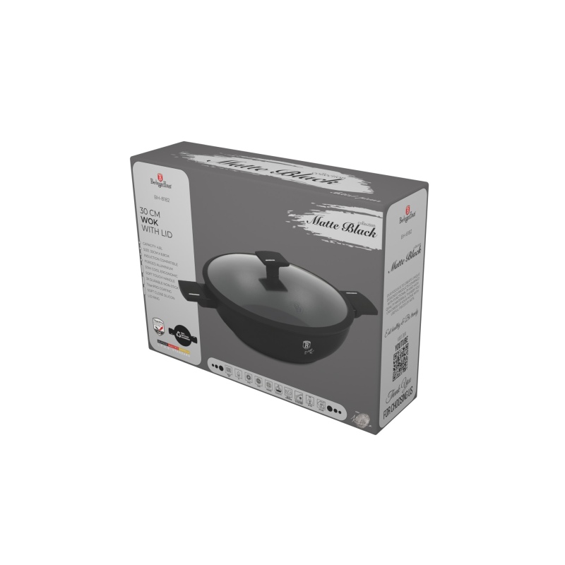 Pánev WOK s titanovým povrchem a poklicí 30 cm Matte Black Collection