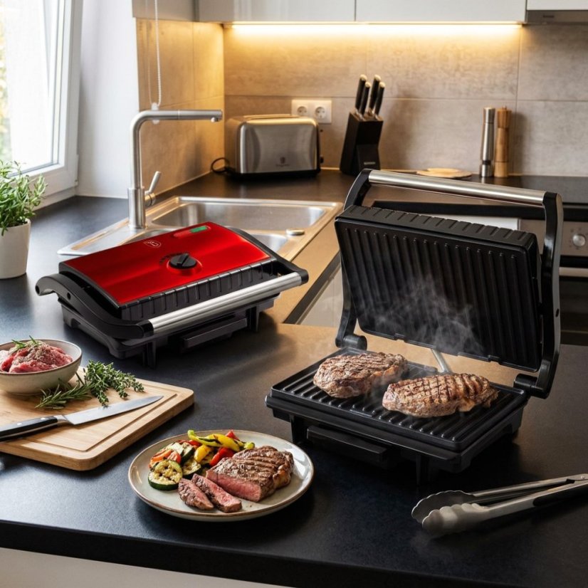 Elektrický kontaktní gril s nepřilnavým povrchem Burgundy Metallic Line