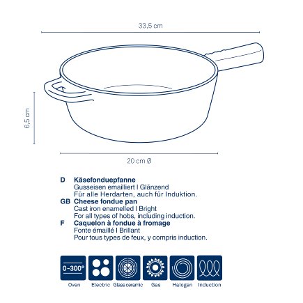 Pánev na sýrové fondue litinová CALIDO 1,8 l červená