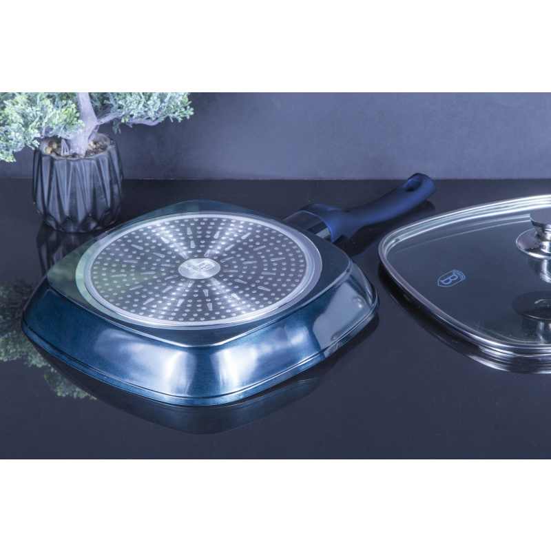 Grilovací pánev s mramorovým povrchem a poklicí 28 cm Aquamarine Metallic Line