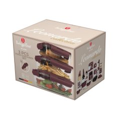 Recipient pentru alimente cu capac din sticlă, set de 3 bucăți Leonardo Collection