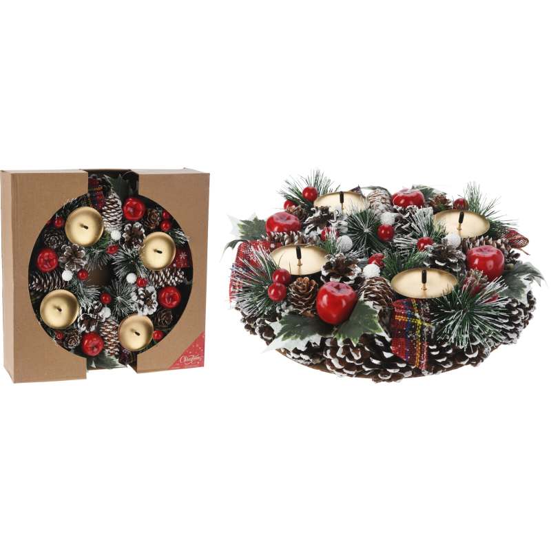 Vánoční adventní věnec se svícnem 27 cm