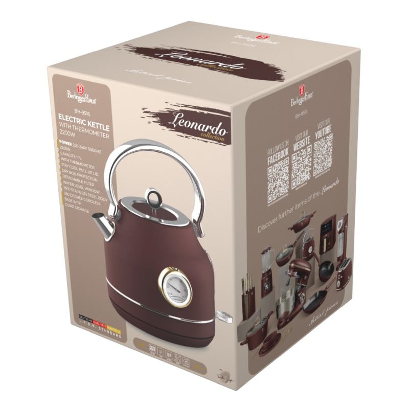 Rychlovarná konvice retro s teploměrem 1,7 l Leonardo Collection