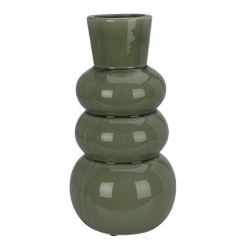 Vază 3 bule 30 cm verde