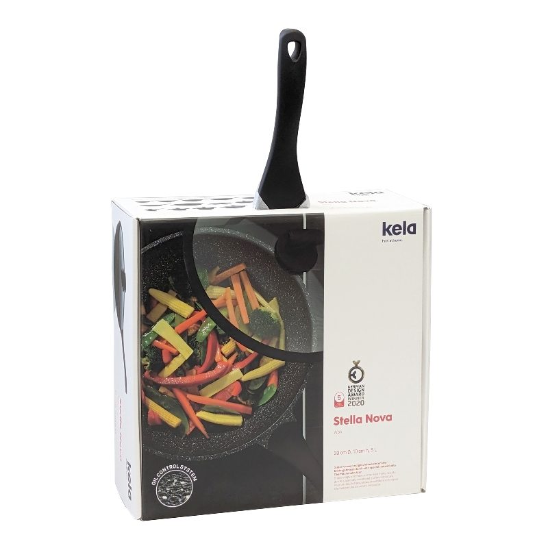 Wok Stella Nova litý hliník černý 10,0cm 30,0cm 5,0l