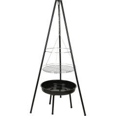 Gril na dřevěné uhlí závěsný na trojnožce pr. 48 cm