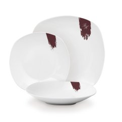 Jídelní sada talířů 18 ks Leonardo Collection bílá-bordó