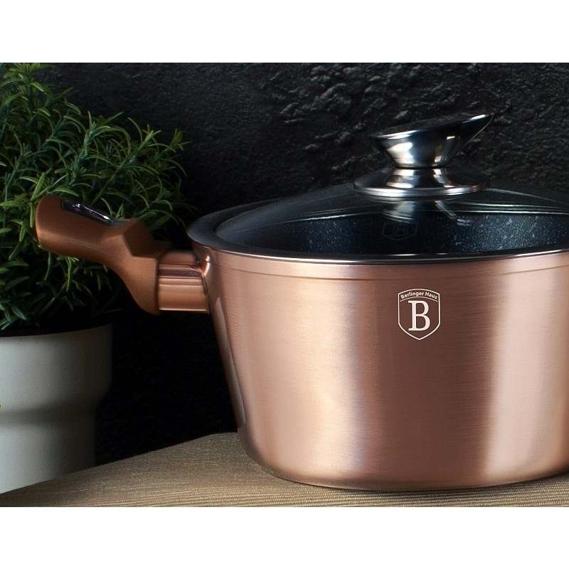 Kastrol s mramorovým povrchem a poklicí 20 cm Rosegold Metallic Line