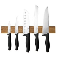 Set cutite cu suport magnetic din lemn de salcam 6 bucati Black Rose