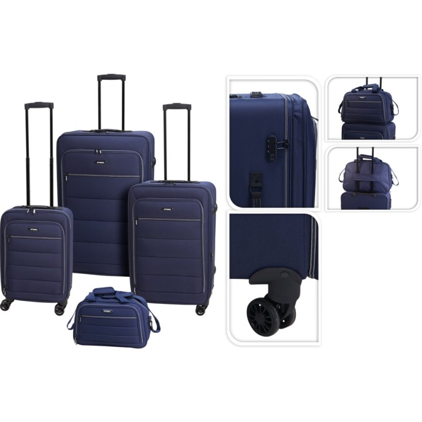 Sada cestovných kufrov 4 ks tmavomodrá