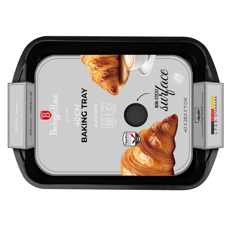 Bandeja de horno con superficie de titanio 40 x 28,5 cm, Colección Negro Mate