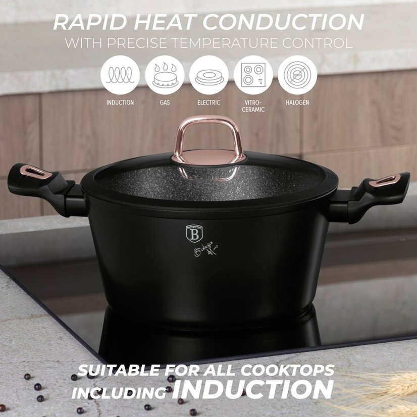 Sada nádobí s mramorovým povrchem 10 ks Black Rose Collection