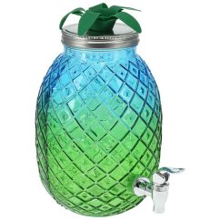 Dávkovač nápojů skleněný 4,5 l modrá / zelená