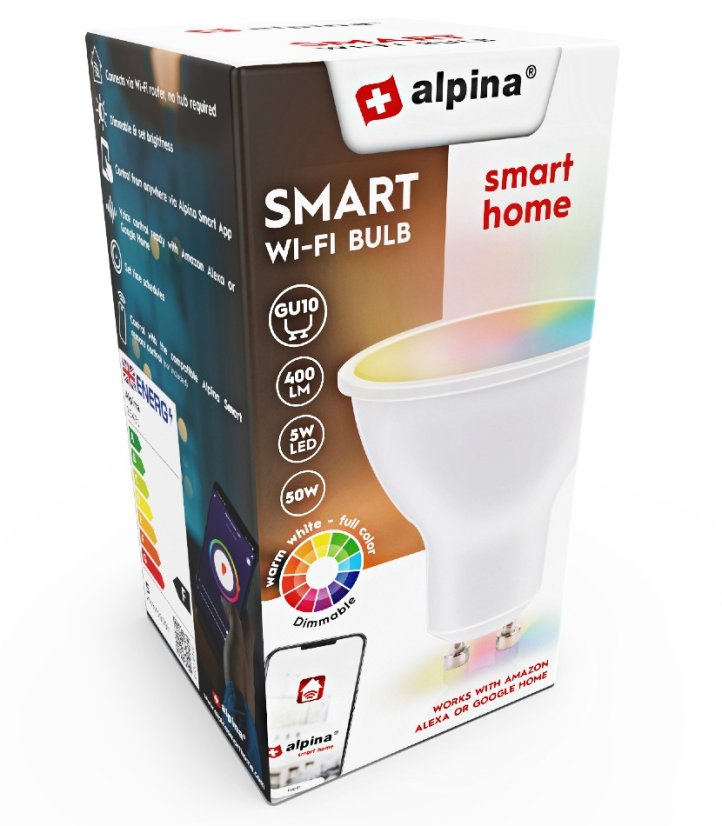 Bec inteligent LED RGB WIFI alb + culoare GU10